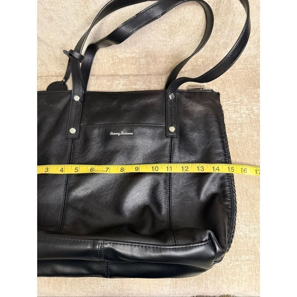 Tommy Bahama Women's Lido Key 100% Leather Shoulder Tote Handbag Black
